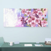 Banderoles Sakura rose sur la peinture Arrière - plan (Salon professionnel)