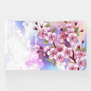 Banderoles Sakura rose sur la peinture Arrière - plan