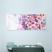 Banderoles Sakura rose sur la peinture Arrière - plan (Salon professionnel)