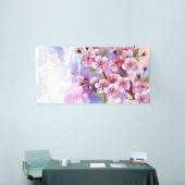 Banderoles Sakura rose sur la peinture Arrière - plan (Salon professionnel)
