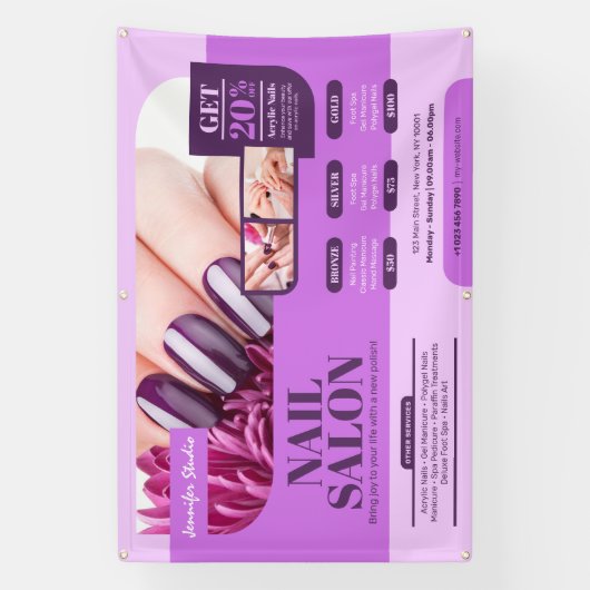 Banderoles Salon à ongles violets, Artiste de maquillage, Sal (Verticale)
