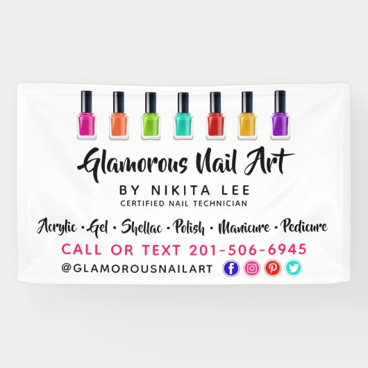 Banderoles Salon d'art polonais sur mesure de Rainbow Nail (Horizontal)