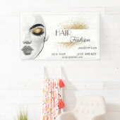 Banderoles salon de beauté coupe de cheveux ciseaux coiffeur  (En situation)