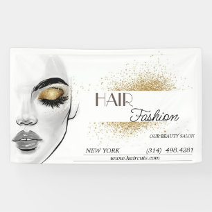 Banderoles salon de beauté coupe de cheveux ciseaux coiffeur 