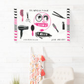 Banderoles salon de beauté coupe de cheveux ciseaux coiffeur (En situation)