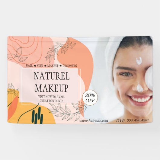 Banderoles salon de beauté coupe de cheveux élégant maquilleu (Horizontal)