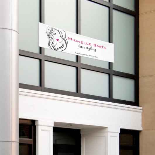 Banderoles Salon de Beauté Élégant Cheveux Ondulés Modernes C (Bâtiment extérieur)