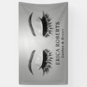 Banderoles Salon de beauté Lashes & Brows Moderne Argent (Vertical)