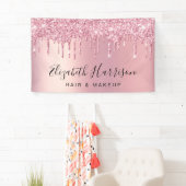 Banderoles Salon de beauté Parties scintillant rose (En situation)