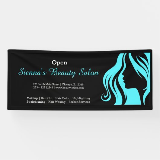 Banderoles Salon de beauté (turquoise) (Horizontal)