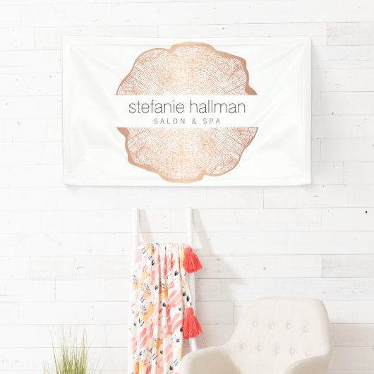 Banderoles Salon de Belle Bio Rose Gold Tree Rings (En situation)