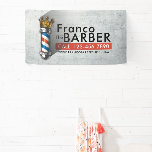 Banderoles Salon de coiffure Barber King Crown Barber Pole (Insitu)