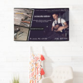 Banderoles salon de coiffure coupe de cheveux moderne ciseaux (En situation)