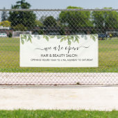 Banderoles Salon de feuillage vert aquarelle  (En situation)