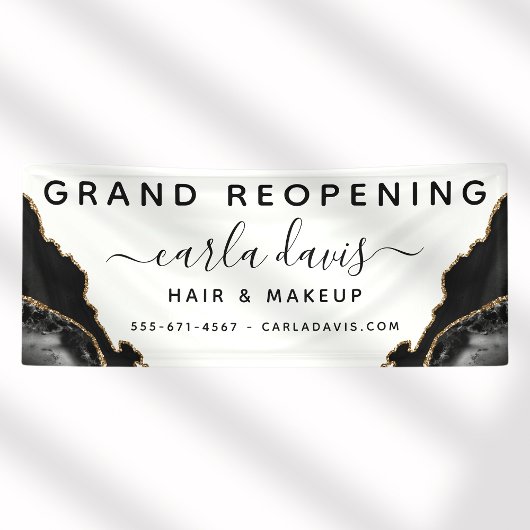 Banderoles Salon De Marbre Noir Et Or D'Agate Réouverture