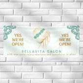 Banderoles Salon Turquoise or Floral Updo Logo Reouverture du