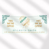 Banderoles Salon Turquoise or Floral Updo Logo Reouverture du