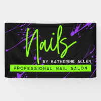 Salon vert Neon Nail Affiche de bienvenue violet