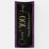 Banderoles Salutations à 100 Anniversaire Purple Gold Black (Vertical)