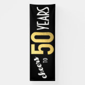 Banderoles Salutations à 50 Ans 50e Anniversaire Black Gold (Verticale)