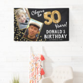 Banderoles Salutations à 50 ans Gold Balloon 2 photo Annivers (En situation)