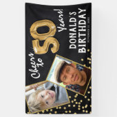 Banderoles Salutations à 50 ans Gold Balloon 2 photo Annivers (Vertical)