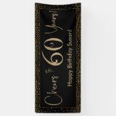 Banderoles Salutations à 60 ans Anniversaire Noir avec Gold C (Vertical)