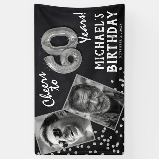 Banderoles Salutations à 60 ans Silver Balloon 2 photo Annive (Vertical)