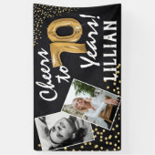 Banderoles Salutations à 70 ans ! Ballons d'or Photos Anniver (Vertical)