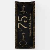 Banderoles Salutations à 75 Anniversaire Noir avec Gold Confe (Vertical)