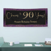 Banderoles Salutations à 90 ans Anniversaire, violet, or et n (Salon professionnel)