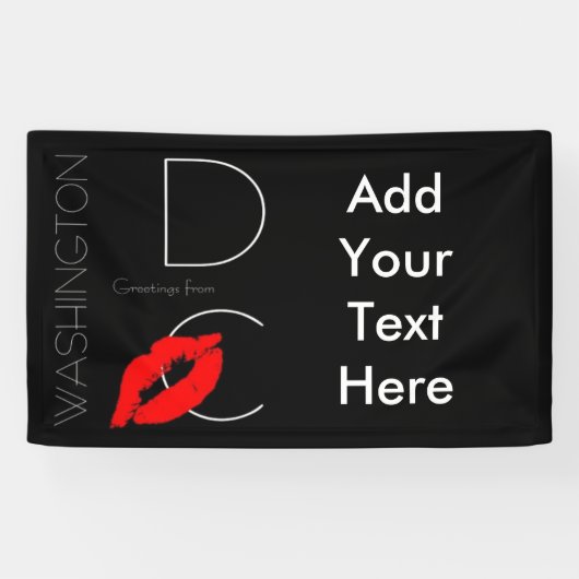 Banderoles Salutations de Washington D.C. Red Lipstick Kiss (Horizontal)