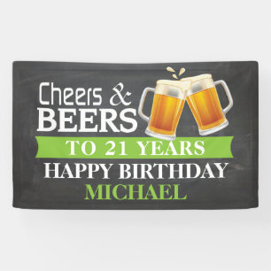 Banderoles Salutations et bières Joyeuses 21e anniversaire Ba