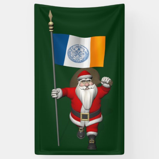 Banderoles Santa Claus Avec Drapeau De New York (Vertical)