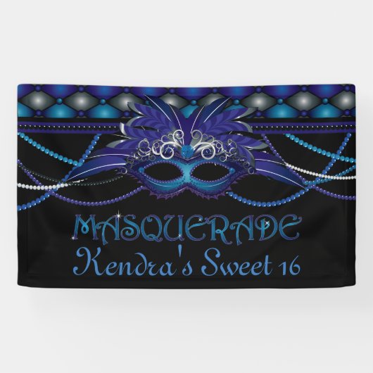 Banderoles Sapphire Blue, Masquerade Party (Horizontal)