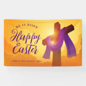 Banderoles Sash pourpre sur croix | Bonne Pâques (Horizontal)