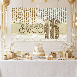 Banderoles Satin Jewel Sweet Sixteen Or ID260