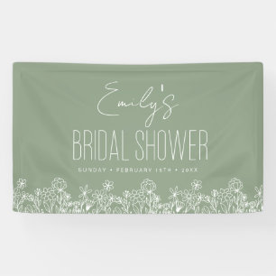 Banderoles Sauge Verte Fleurs Sauvages Bohème Baby Shower de 