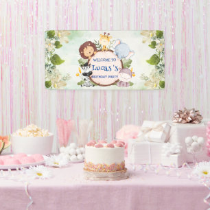 Banderoles sauvage un 1er anniversaire safari dans la jungle 