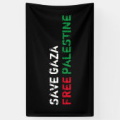 Banderoles Save Gaza Free Palestine blanc rouge noir (Vertical)