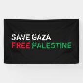 Banderoles Save Gaza Free Palestine blanc rouge noir (Horizontal)