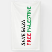 Banderoles Save Gaza Free Palestine noir rouge blanc (Vertical)