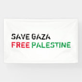 Banderoles Save Gaza Free Palestine noir rouge blanc (Horizontal)