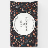 Banderoles Scandinave Fleurs d'été Mariage de Boho foncé (Vertical)