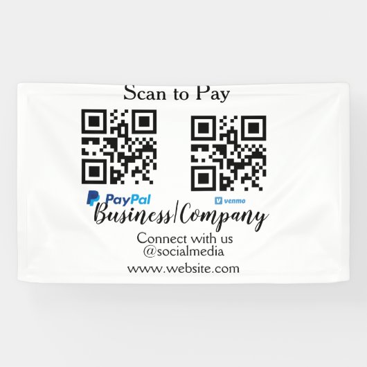 Banderoles Scanner pour payer le code q r paypal venmo ajoute (Horizontal)