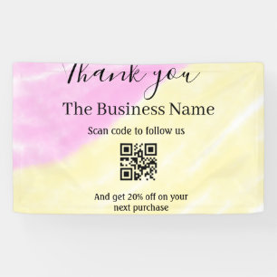 Banderoles Scannez le QR pour nous suivre merci code de réduc
