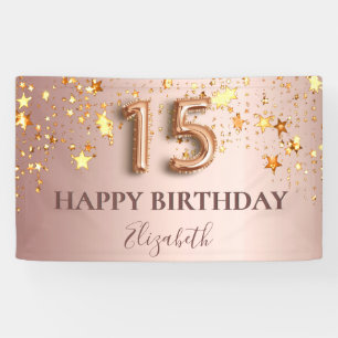 Banderoles Scénario de ballon rose étoile rose de Quinceanera