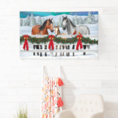 Banderoles Scène de Noël Baie Buckskin Dapple Chevaux gris (En situation)