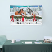 Banderoles Scène de Noël Baie Buckskin Dapple Chevaux gris (Salon professionnel)