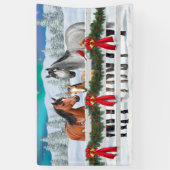 Banderoles Scène de Noël Baie Buckskin Dapple Chevaux gris (Vertical)